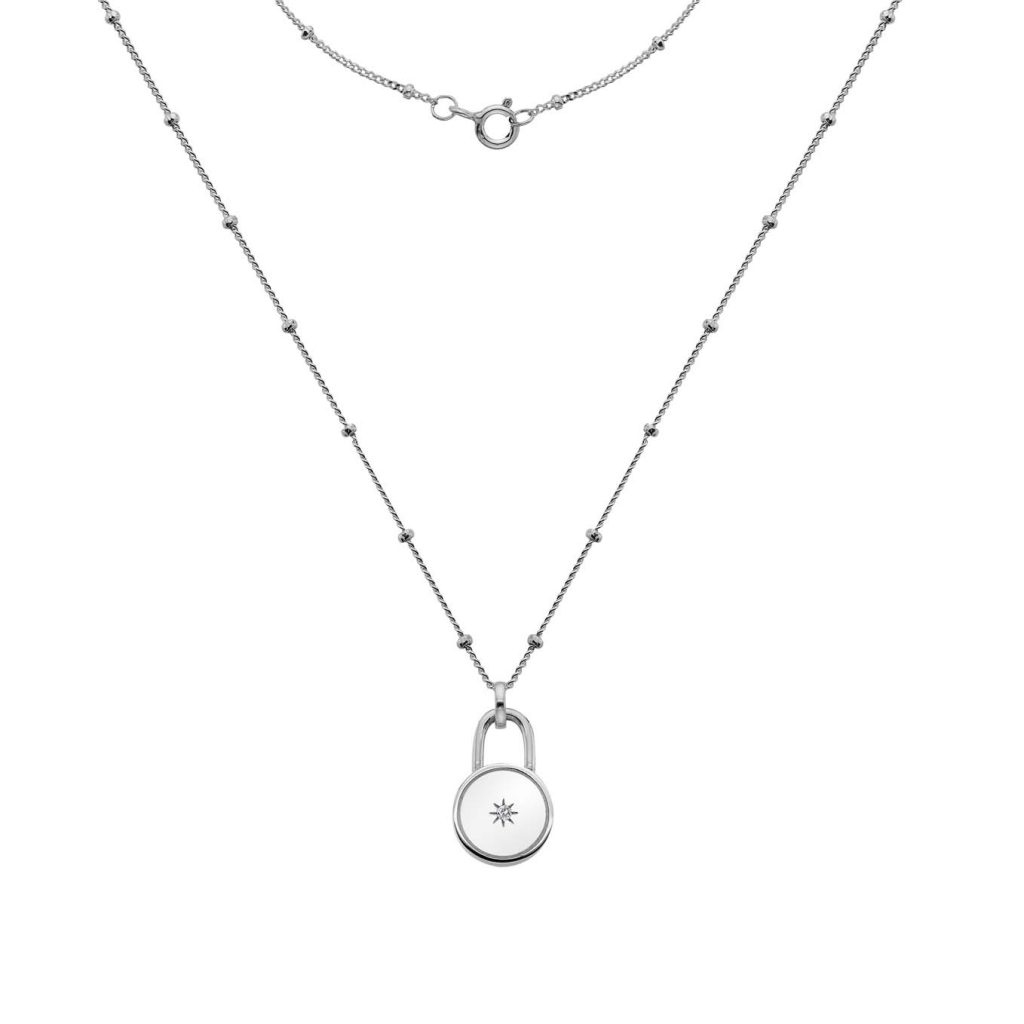 Silver Heritage Diamond Padlock Necklace David Moss Jeweller