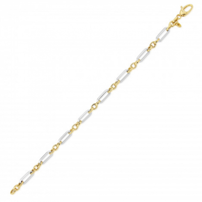 White & Yellow Figaro Link 9ct Gold Bracelet - Image 2