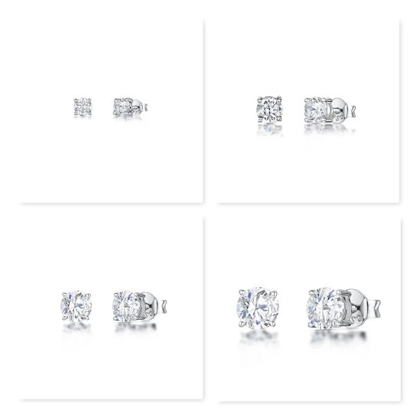 925 Sterling Silver & 3mm CZ Crystal Claw Set Stud Earrings – Gold Plated