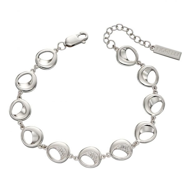 Fiorelli Sculptured Organic Pave Set Silver Bracelet - David Moss Jeweller