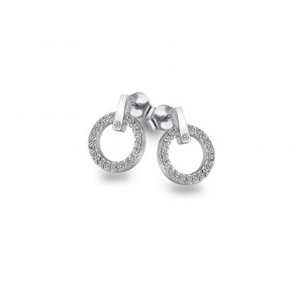 Topaz Circle & Diamond Bar Drop Stud Earrings