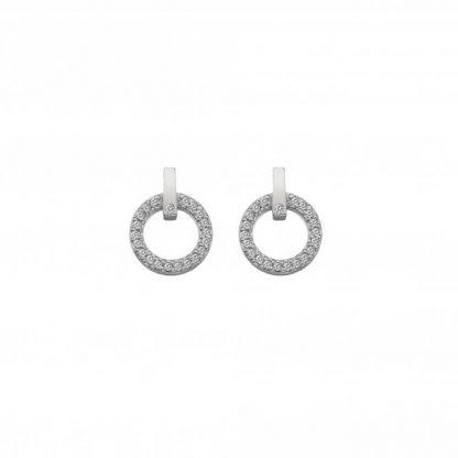 Topaz Circle & Diamond Bar Drop Stud Earrings - Image 2